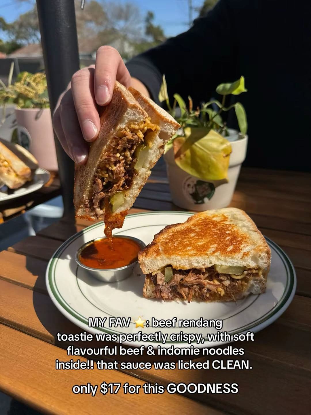 The beef rendang toastie
